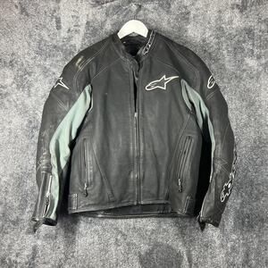 Alpinestars Mens Large 42 Leather Motorcycle Jacket Black Race Armor Liner